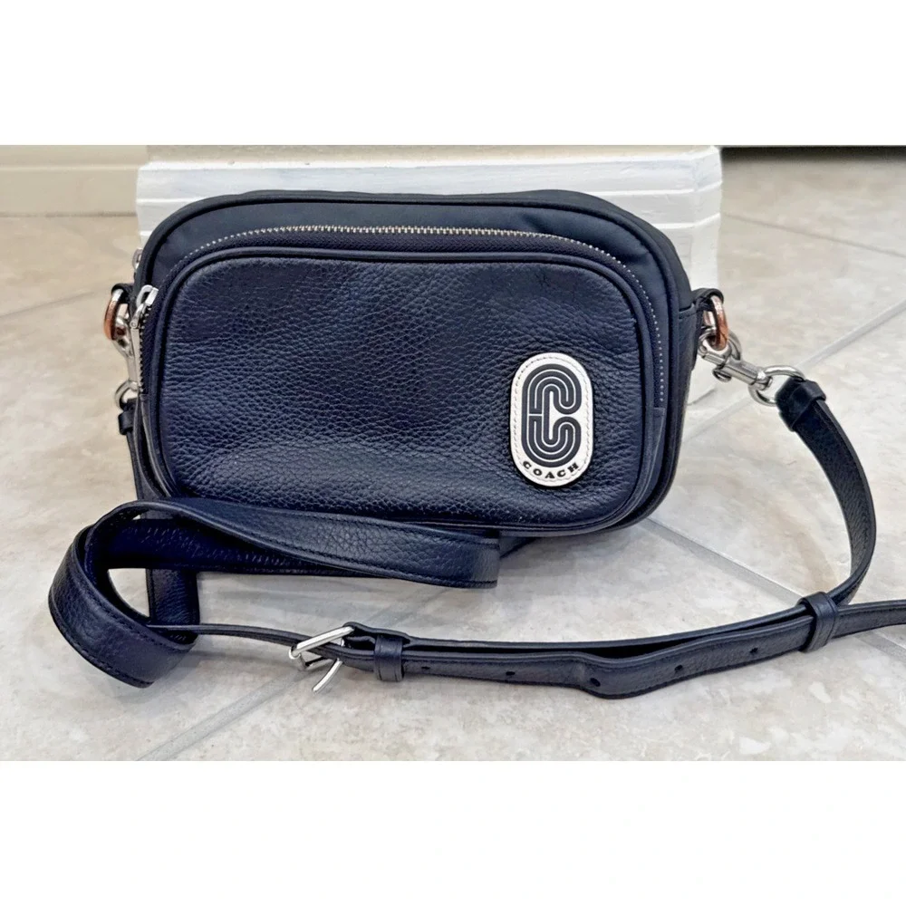 Coach Court Crossbody Camera Bag Nylon & Refined Pebbled Leather C5050 Purse